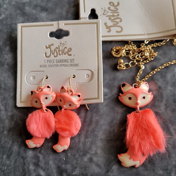 Justice Jewelry - 💎3FOR$16💎Necklace + Earrings Pink Fox